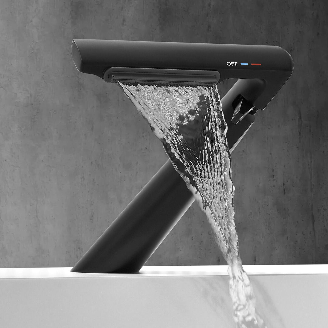 6.2"H Solid Brass Bathroom Waterfall Sink Faucet