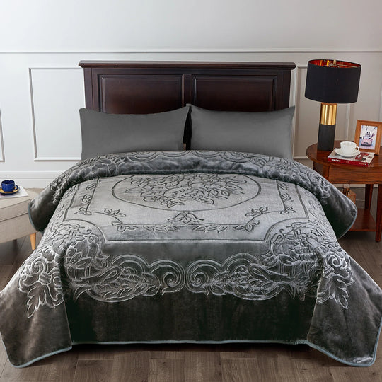 Embossed Floral Bed Blanket 85"X95" - 9Lbs
