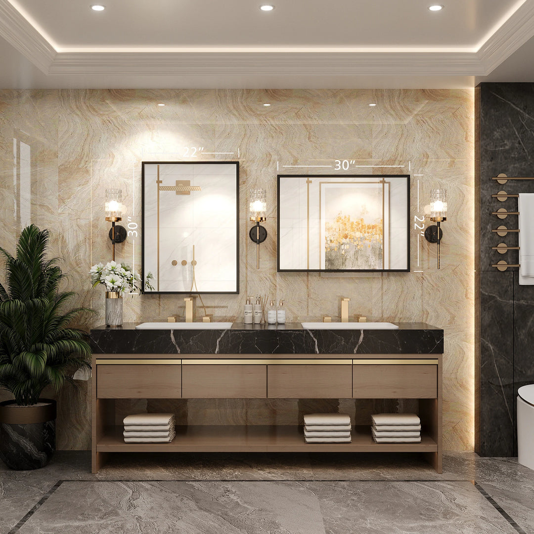 Modern Metal Framed French Cleat Mounted Wall Bathroom Vanity Mirror