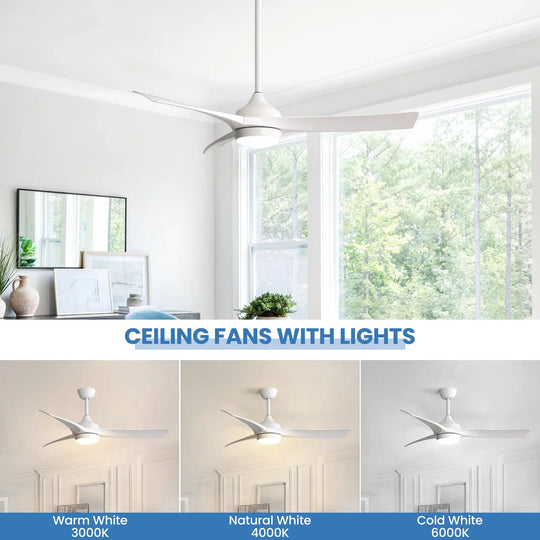 Sofucor 52/60 Inch Ceiling Fan with Integrated LED Light and Remote Control Quiet DC Motor