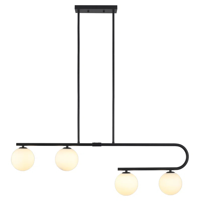 4 - Light Modern Kitchen Island Chandelier with Globe Glass Shade for Dining Room Living Room Entry
