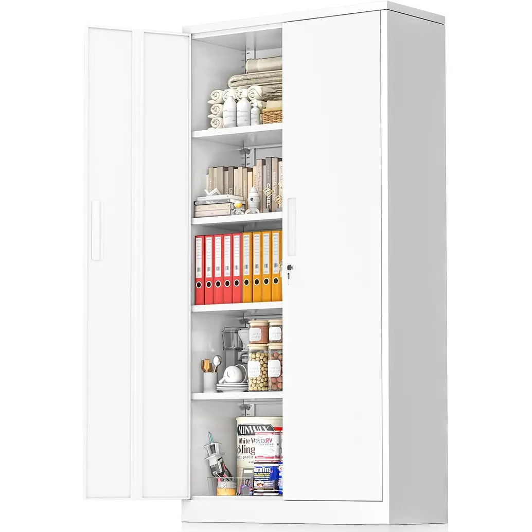 71'' H Metal Garage Storage Work Cabinet with Locking Doors and Adjustable Shelves