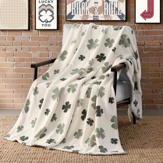 Lucky Clovers Plush Throw Blankets