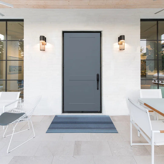 Stratton Contemporary Unfinished Smooth Fiberglass Prehung Front Entry Door by Prestige Door