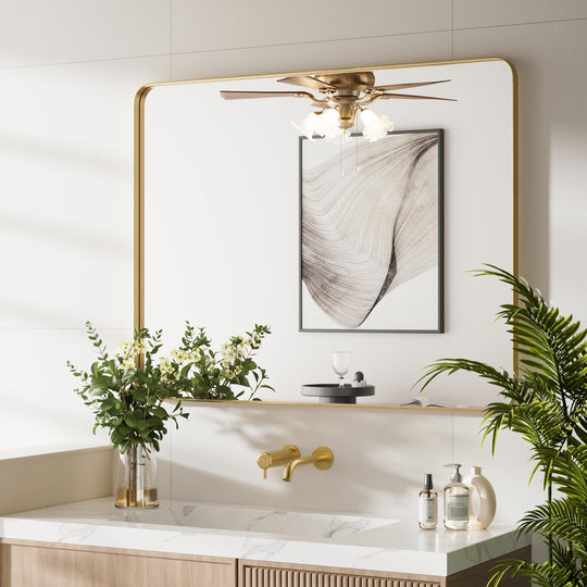 Modern Rounded Rectangle Metal Frame Wall Mirror