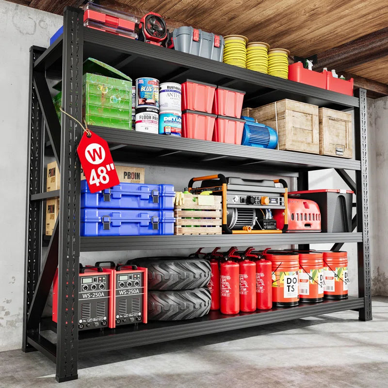 Heavy Duty 4-Tier Steel Shelves - Adjustable Storage Rack for Garage, Warehouse, Pantry & Toolsheds