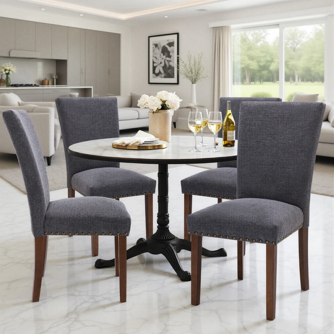 RENEWLINE Dining Chairs, Fabric with Nailhead Trim and Wood Legs