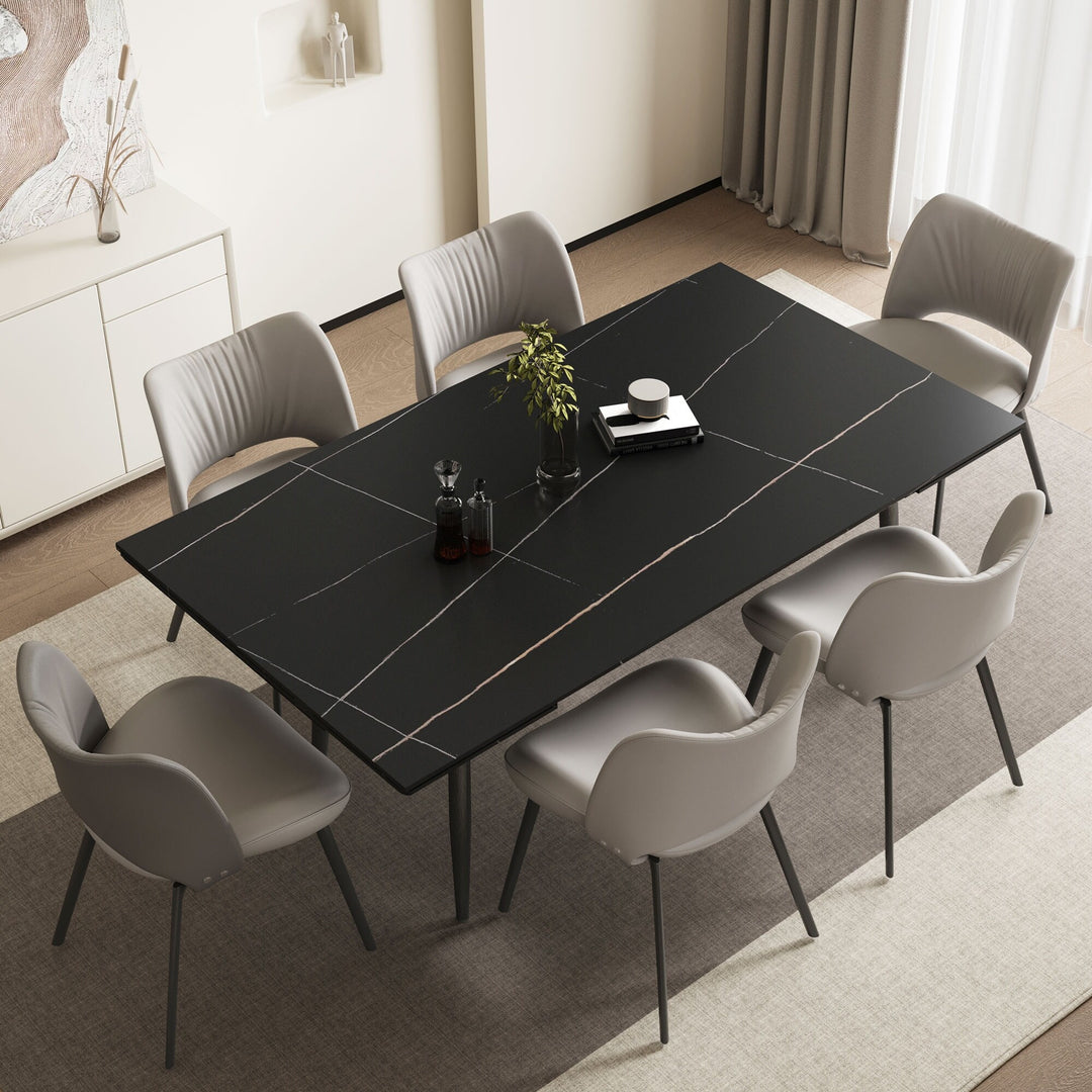 Glossy Slate 63"-95" Extendable Rectangle Dining Table - 94.4"W X 35.4"D X 29.5"H