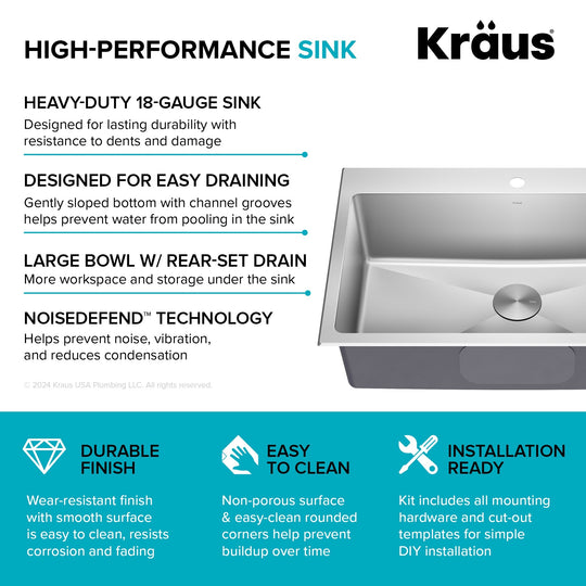 Kore Workstation Drop-In Stainless Steel Kitchen Sink