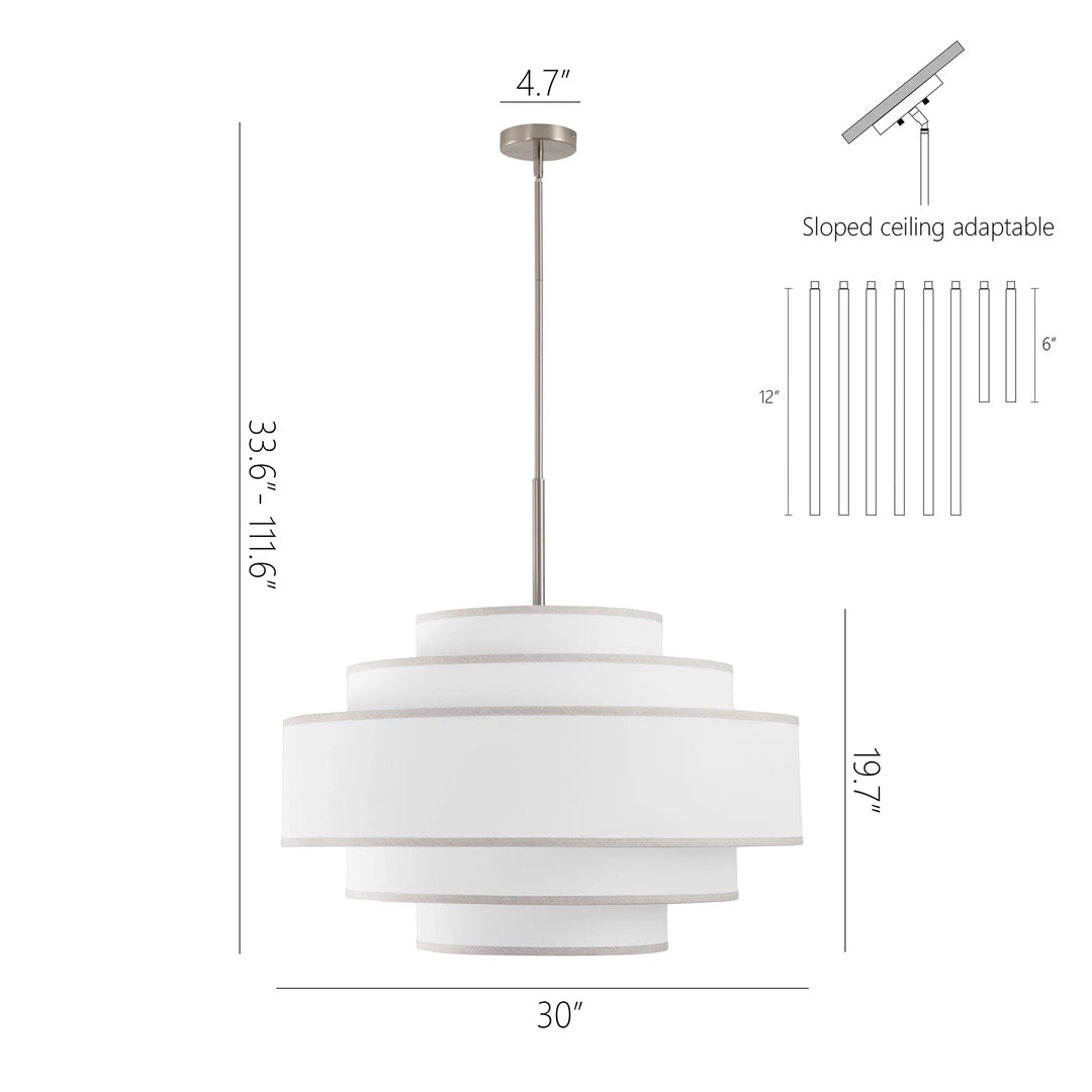 Getledel 30 In. 7-Light Dimmable Tiered Drum Chandelier