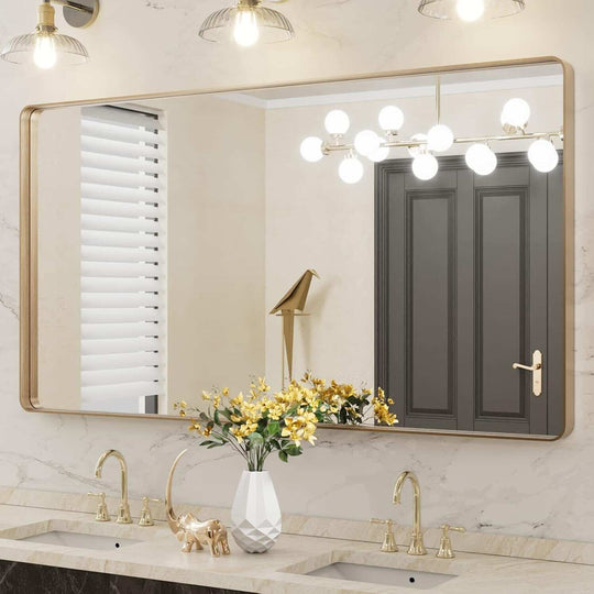 Aluminum Alloy Framed Tempered Glass Wall Decor Vanity Bathroom Mirror