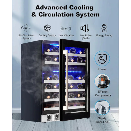 Luchar Wine Fridge 24 Inch, 46 Bottles Wine Fridge Cooler with Temperature Memory & Touchscreen Design