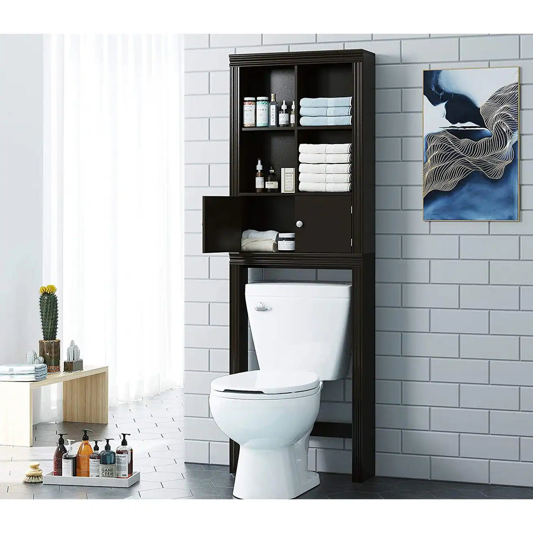 Spirich Home Bathroom Shelf over the Toilet with 4 Cubbies, Bathroom Cabinet Organizer over Toilet, Space Saver Cabinet Storage