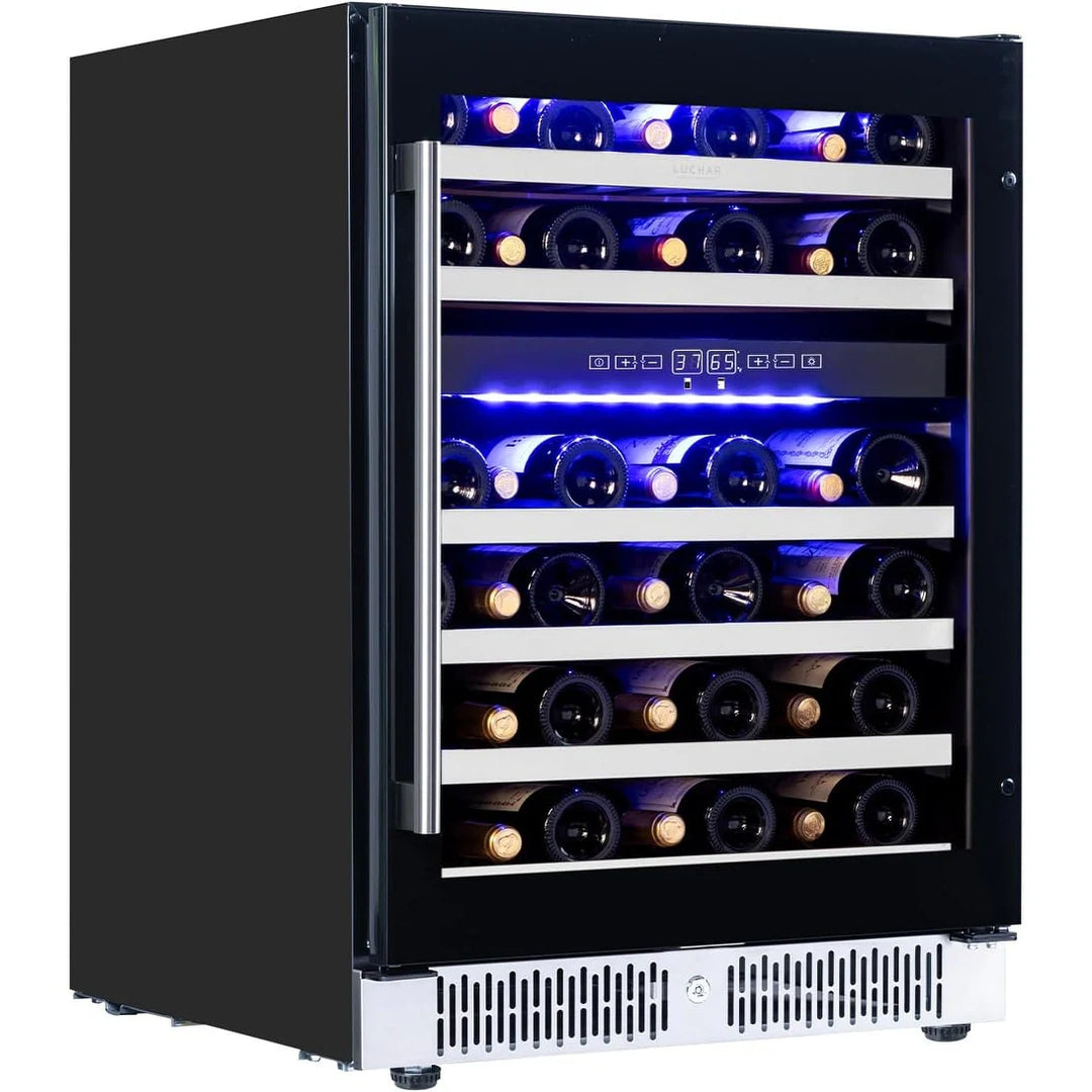 Luchar Wine Fridge 24 Inch, 46 Bottles Wine Fridge Cooler with Temperature Memory & Touchscreen Design