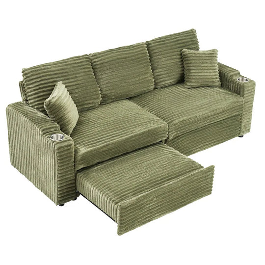 80" Cordylona Sofa, Cup Holder, Ottoman Storage
