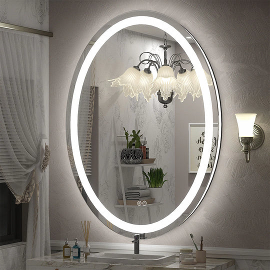 Super Bright Oval LED Lighted Anti-Fog Tempered Glass Bathroom Vanity Mirror with ETL and 3-Year Warranty