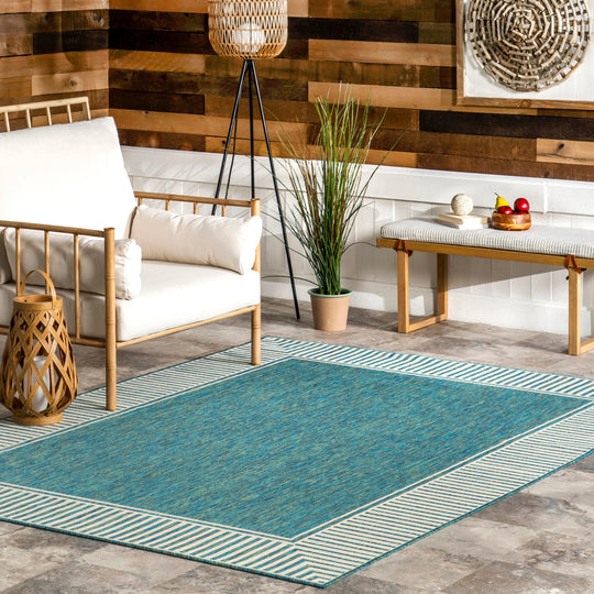 Leah Classic Bordered Indoor/Outdoor Area Rug