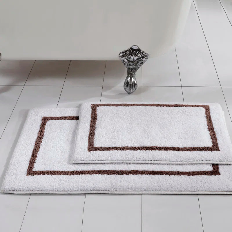 2-Pack Reversible Contrast Stripe Bath Mat Set