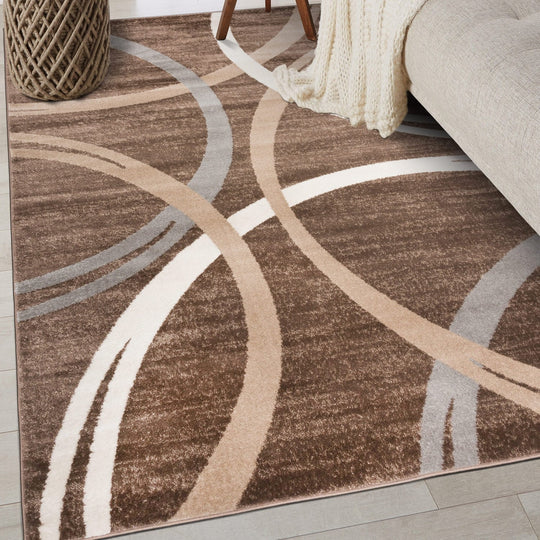 Contemporary Abstract Circles Design Area Rug