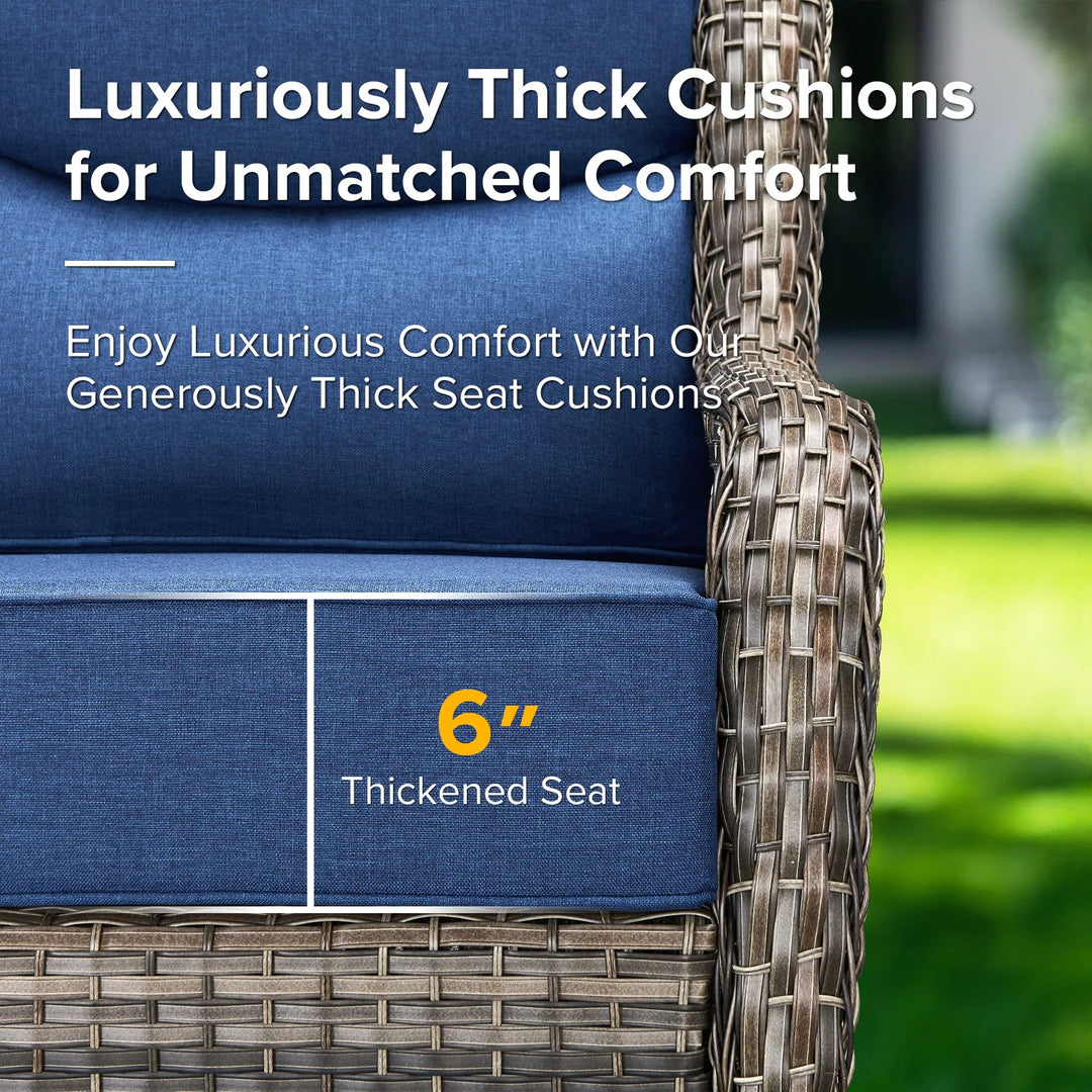 7-Piece Patio Furniture Set with Swivel Glider Chairs, 6-Inch Ultra-Plush Cushions & Water-Resistant Olefin Fabric