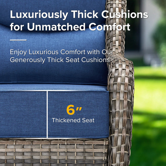 7-Piece Patio Furniture Set with Swivel Glider Chairs, 6-Inch Ultra-Plush Cushions & Water-Resistant Olefin Fabric