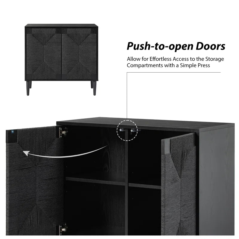 Carreiro 32"W Woven Transitional 2-Door Accent Cabinet