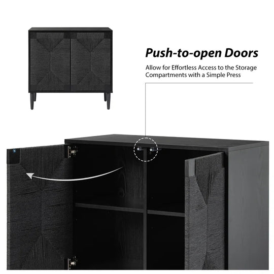 Carreiro 32"W Woven Transitional 2-Door Accent Cabinet