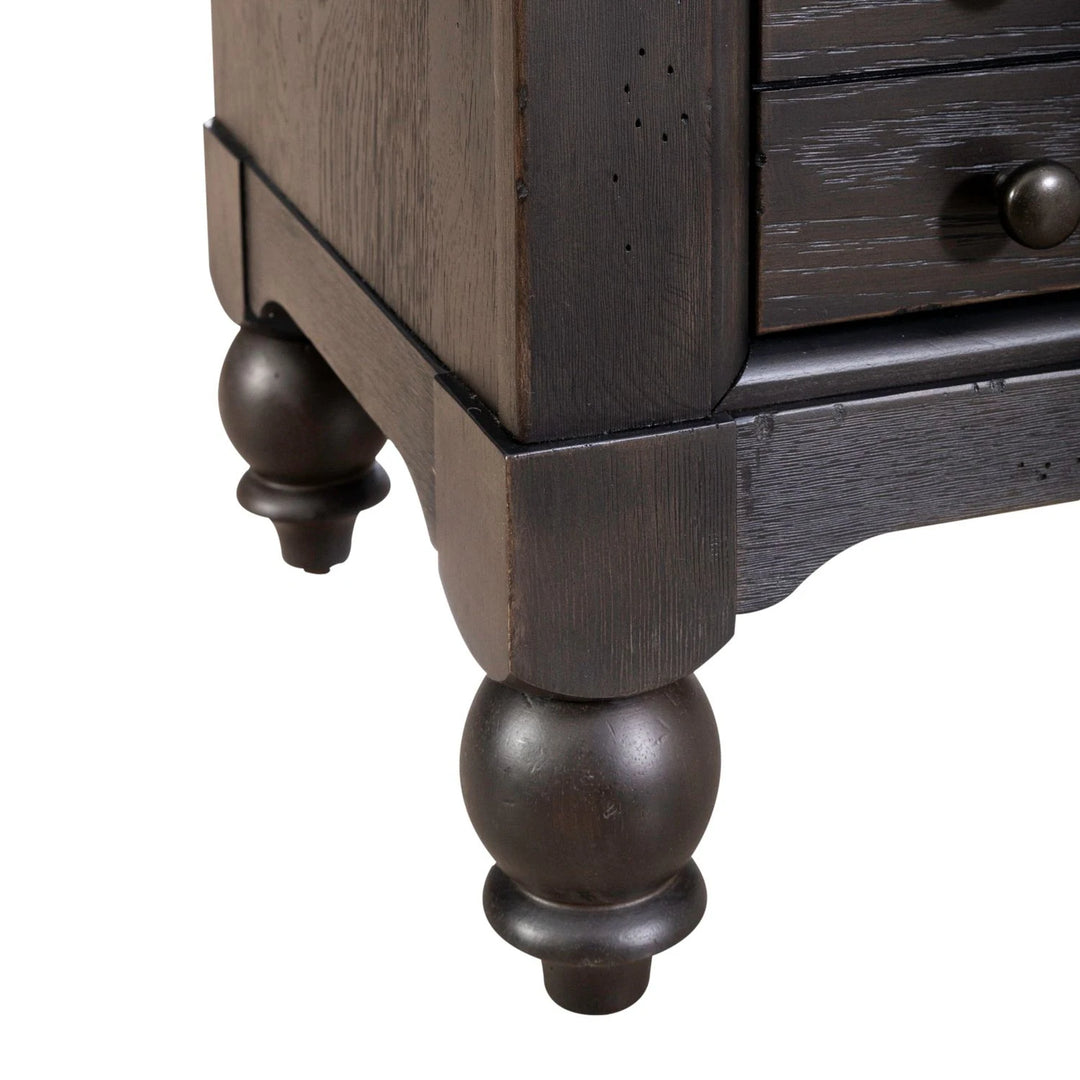 Americana Farmhouse Black Bedside Chest with Charging Station