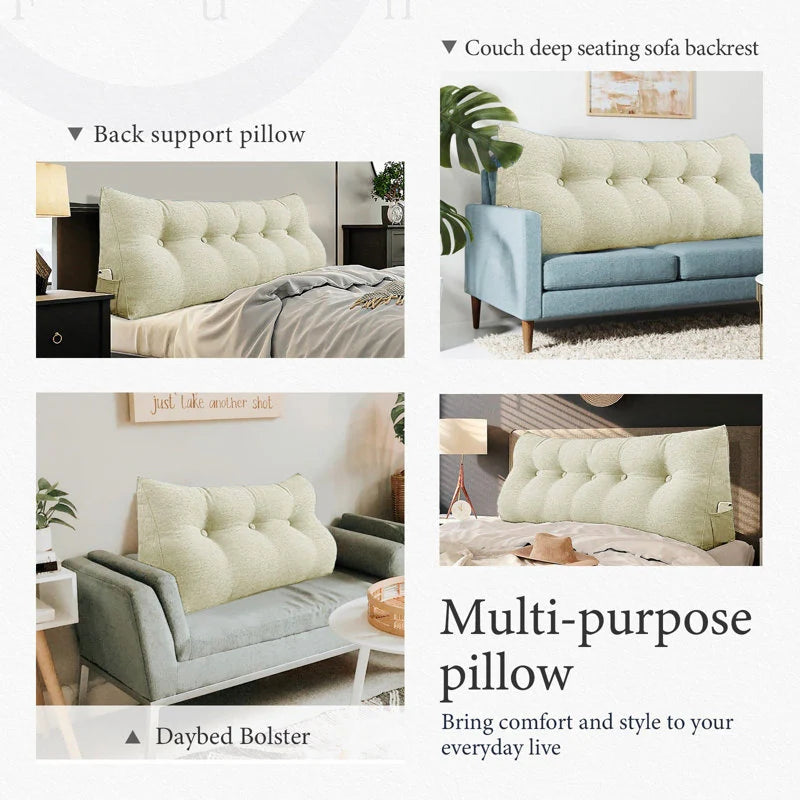 Bed Rest Wedge Reading Pillow Headboard Back Support Cushion