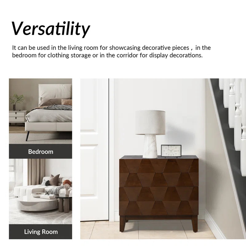 Sara Midcentury Modern 26''W 2-Drawer End Table with Charging Station and Solid Wood Legs