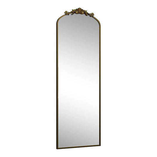 Arched Vintage Wall Mirror and Metal Frame Baroque Style Bathroom Vanity Mirror