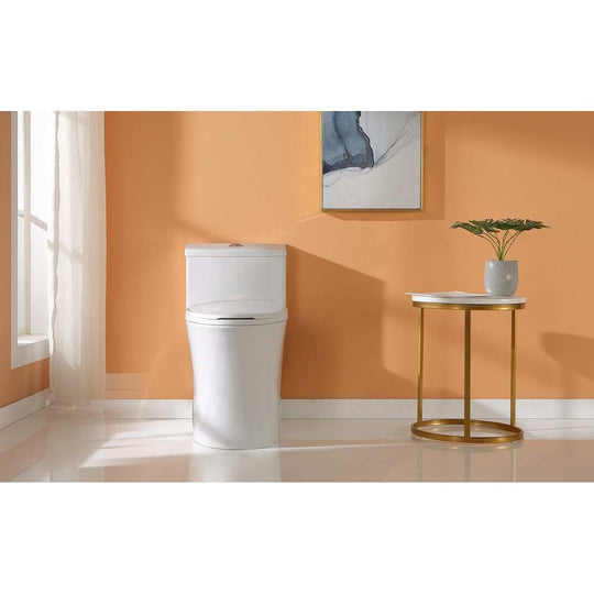 1 Piece Dual Flush Elongated Toilet White 0.8/1.28 GPF Seat Included