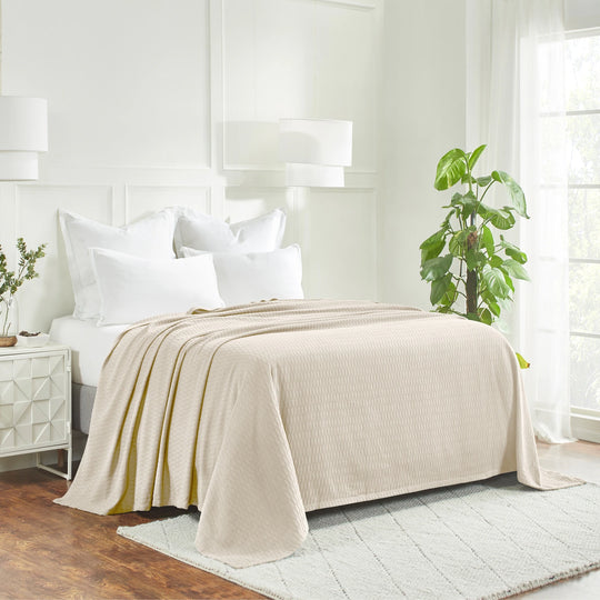 Diamond Weave All-Season Bedding Cotton Blanket
