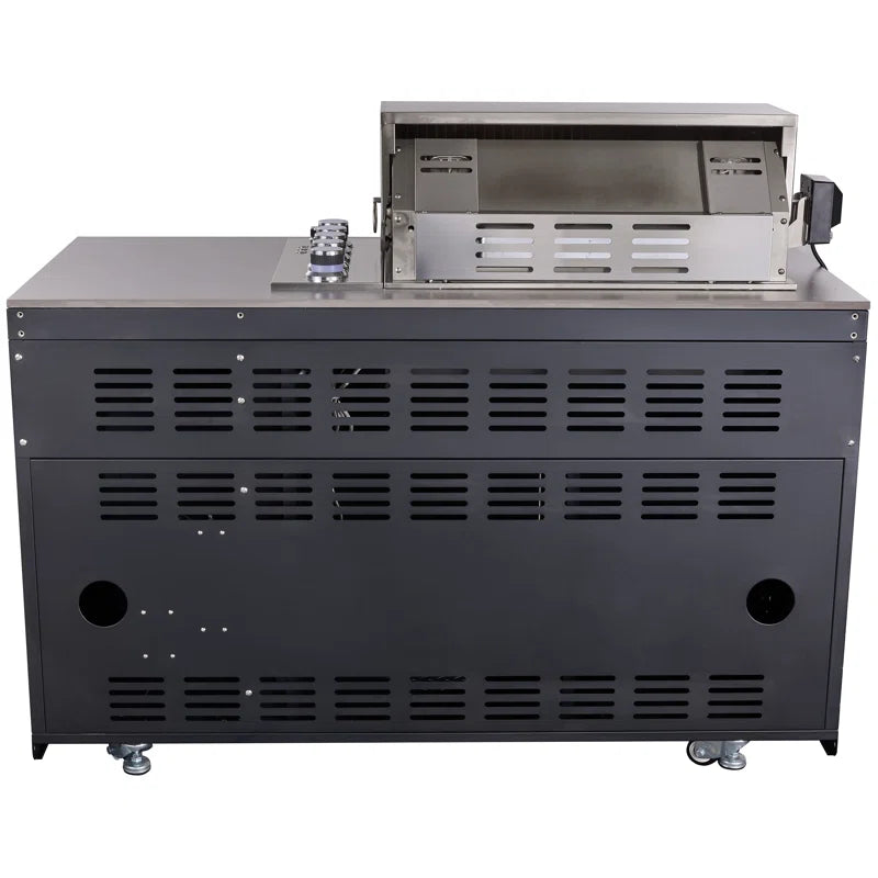 Rimini Outdoor Kitchen 30" BBQ 62,600 BTU, 3 Burners with Sear & Rotisserie, 2.4 Cu.Ft. Beverage Center, Stainless Steel Sink, Black Cabinets & Gray Sintered Stone Countertops