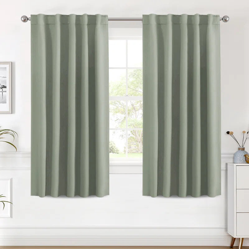Blackout Solid Back Tab/Rod Pocket Bedroom Draperies Thermal Insulated Window Treatment Panels Room Darkening Blackout Drapes for Living Room