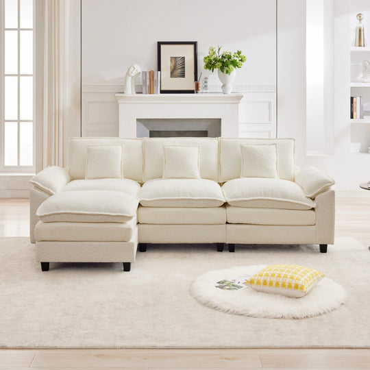 Modular Chenille Sectional Sofa with Ottomans, Deep Seat, Wide Padded Armrests, 2-Seat / 3-Seat / 4-Seat Options