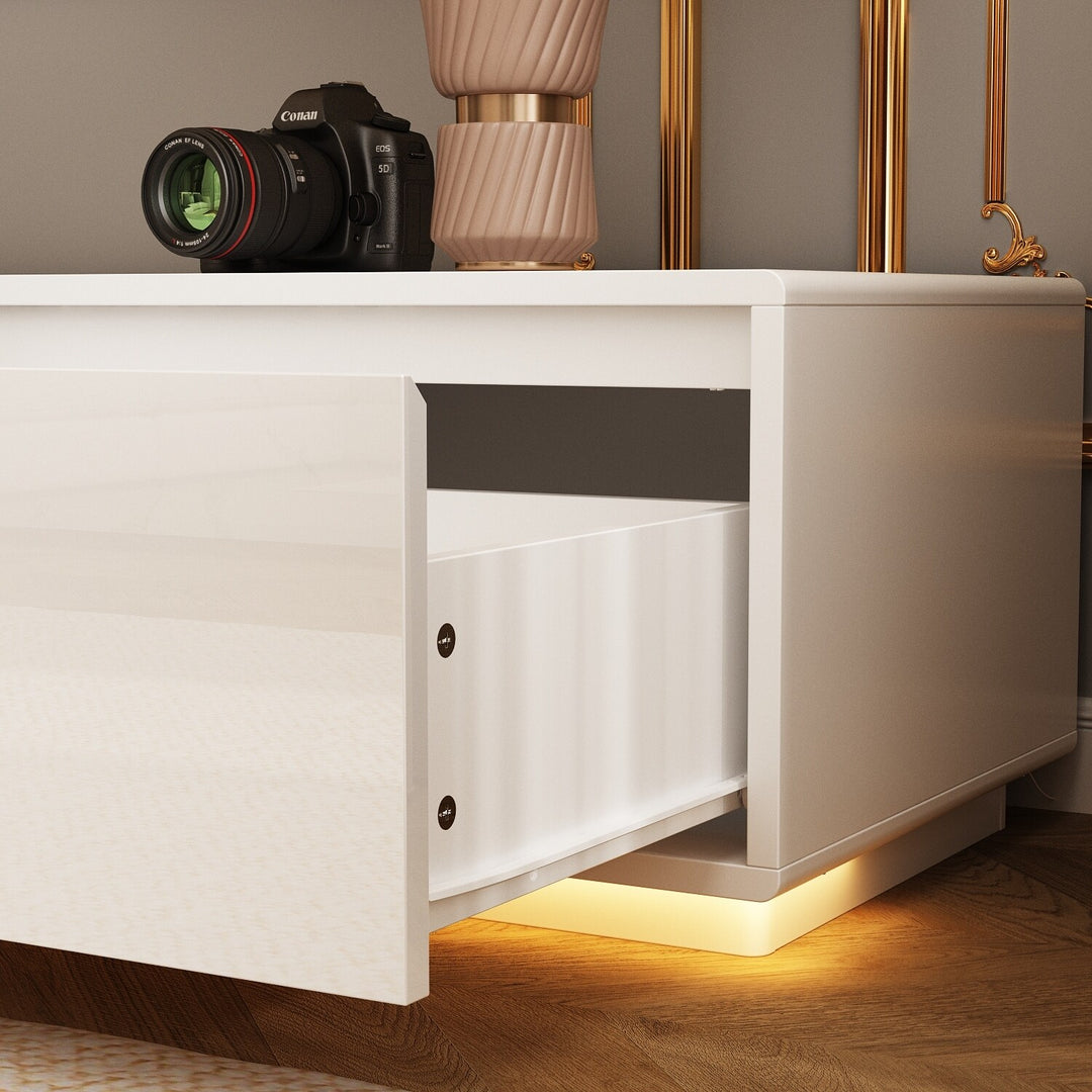 Chic Led-Lit Media Console for Stylish Homes Entertainmnet Center - 70.9"