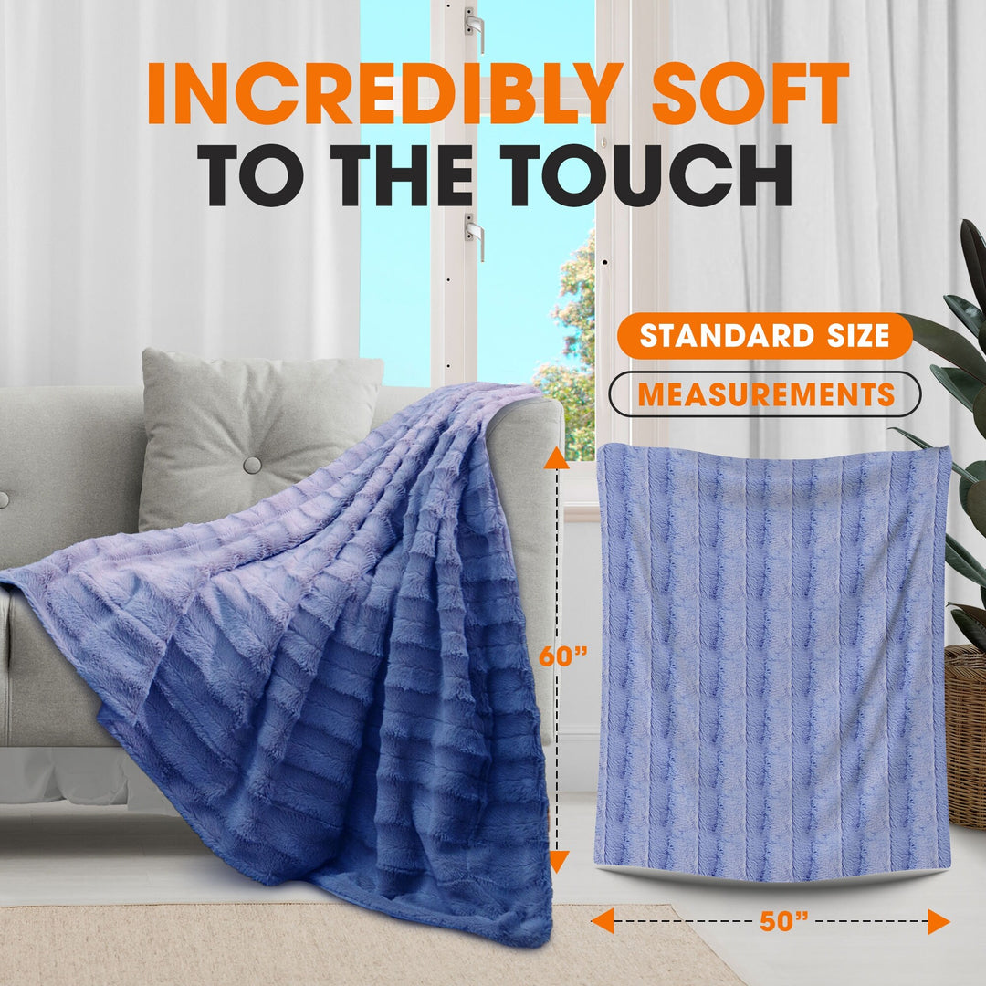 Faux Fur/ Microplush Reversible Throw Blanket
