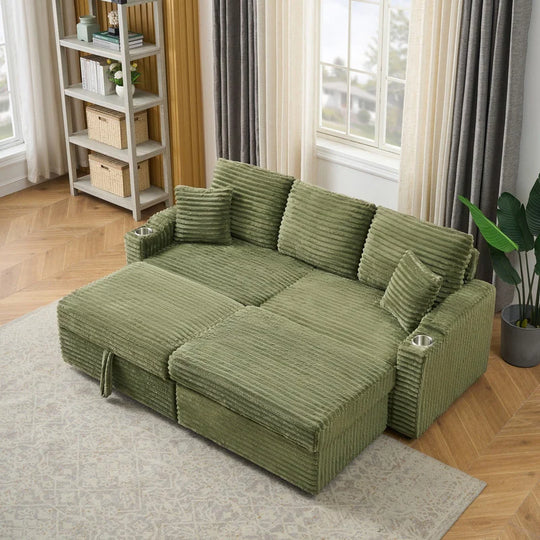 80" Cordylona Sofa, Cup Holder, Ottoman Storage