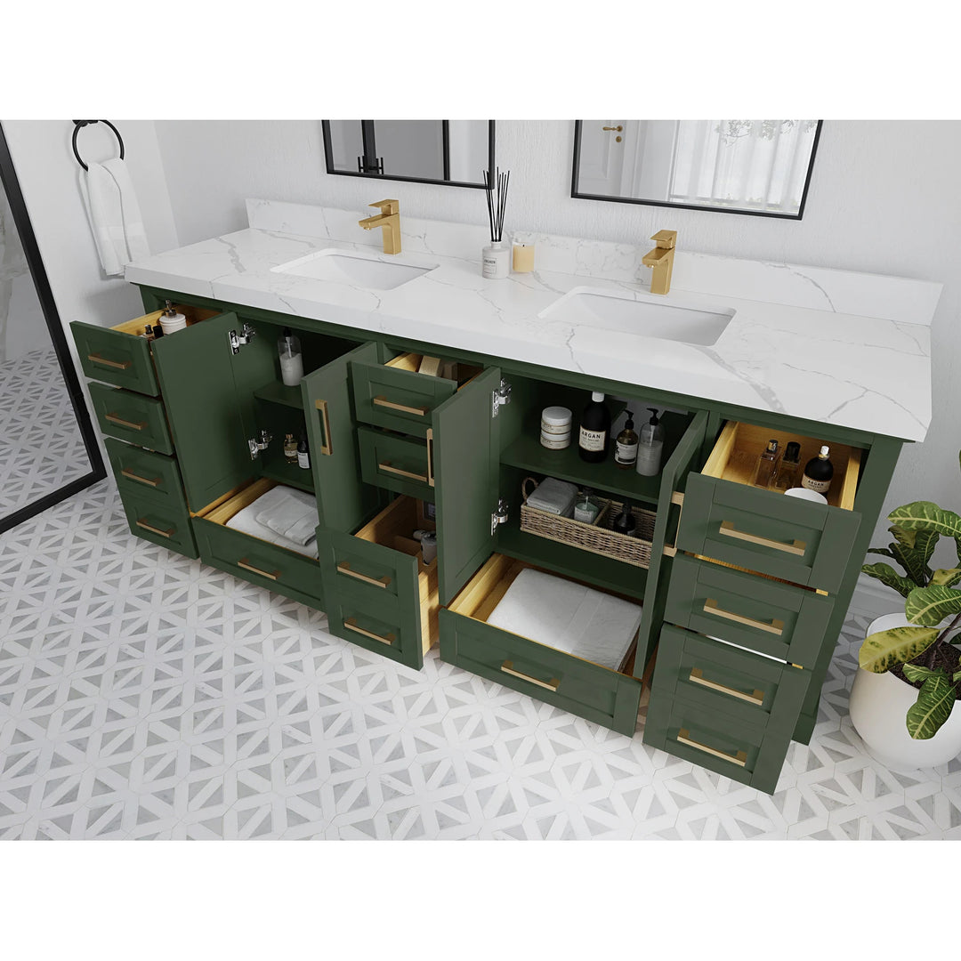 Willow Collection 84 in W X 22 in D X 36 in H Boston Double Bowl Sink Bathroom Vanity with Countertop