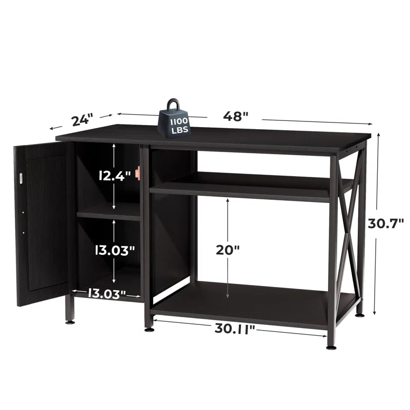 40-120 Gallon Reptile Tank Stand with Power Outlet, Terrarium Stand with Storage Cabinet, 48" X 24" Tabletop
