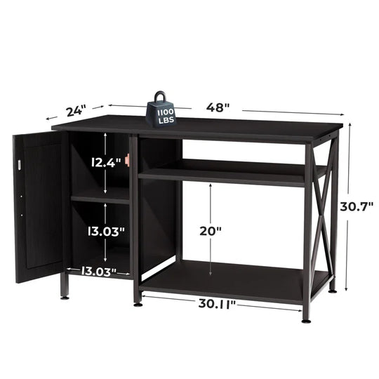 40-120 Gallon Reptile Tank Stand with Power Outlet, Terrarium Stand with Storage Cabinet, 48" X 24" Tabletop