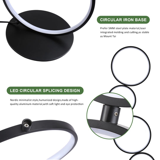 LED Modern Dimmable Floor Lamp, 3 Way Bright Corner Stand Lamp with 5-Ring for Living Room