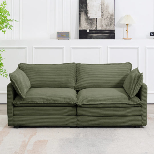 Corduroy Sectional Sofa with Removable Ottomans & Ultra-Soft Cushions for Living Room & Bedroom
