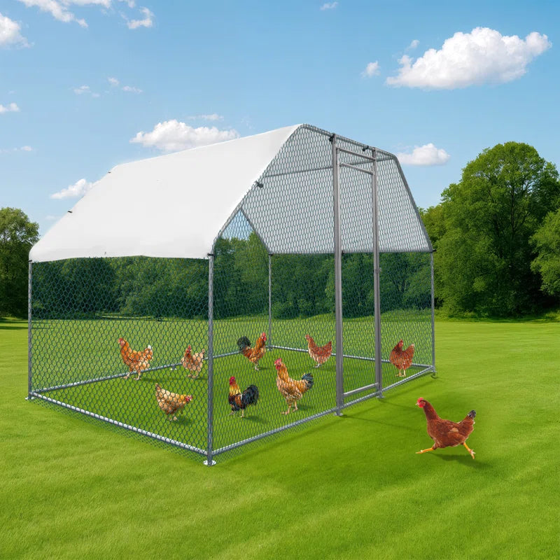 Large Metal Chicken Coop with Rain Cover