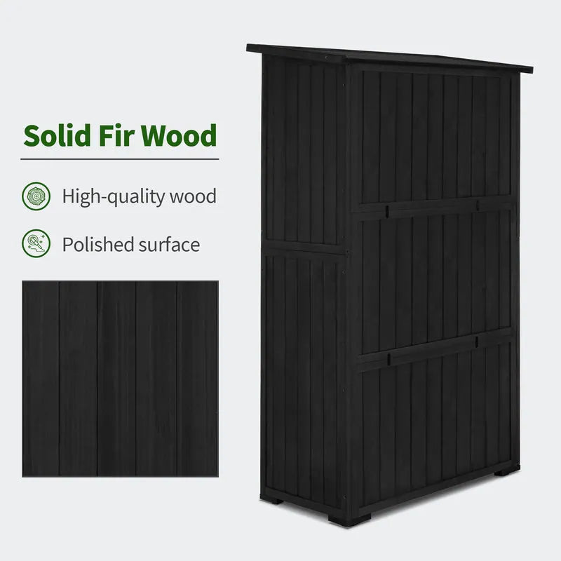 Outdoor Storage Cabinet Shed, Shuttered Doors with Lock, Wooden 0709 / 0808 / 1900