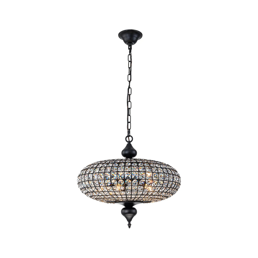 Retro French 4/5-Light Antique Brass Globe Crystal Chandelier for Living/Dining Room