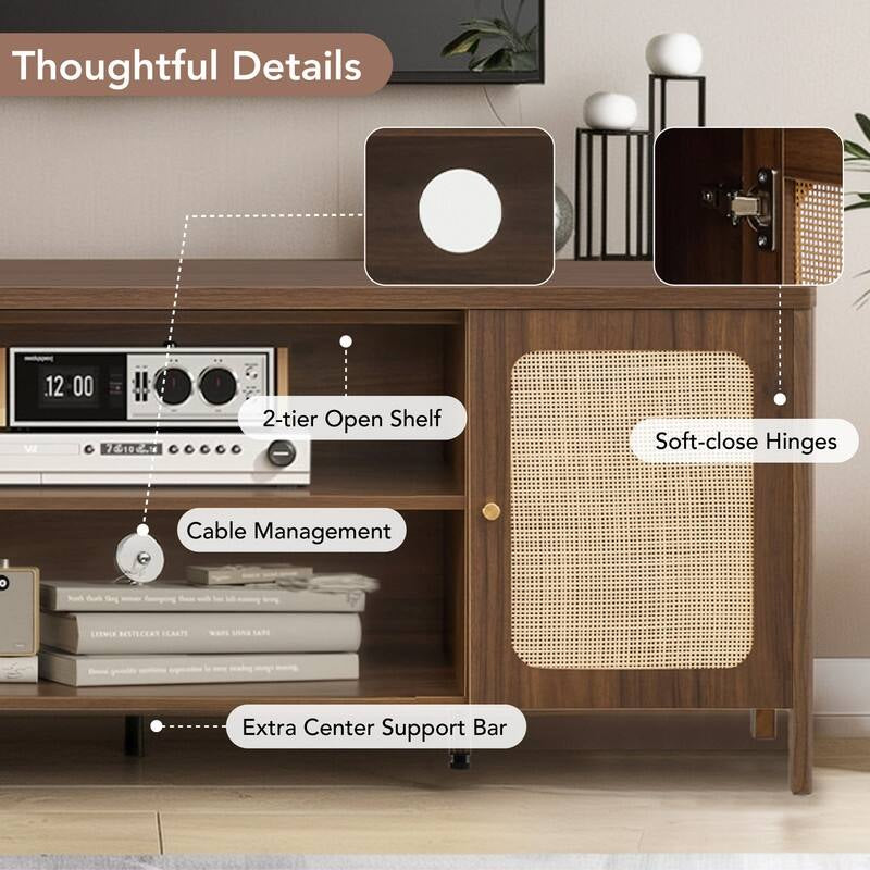 62" Bohemian TV Stand Modern Media Console Entertainment Center