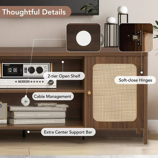 62" Bohemian TV Stand Modern Media Console Entertainment Center