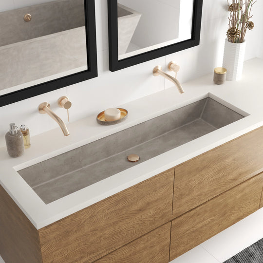 Arcata Nativestone Concrete Undermount Trough Bathroom Sink